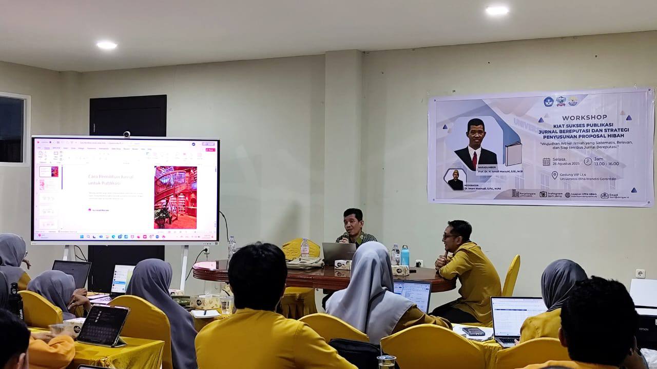 LPPM UBM Gorontalo Gelar Workshop Penulisan Jurnal Bereputasi, Hadirkan Narasumber Prof. Dr. Ismail Marzuki, M.Si