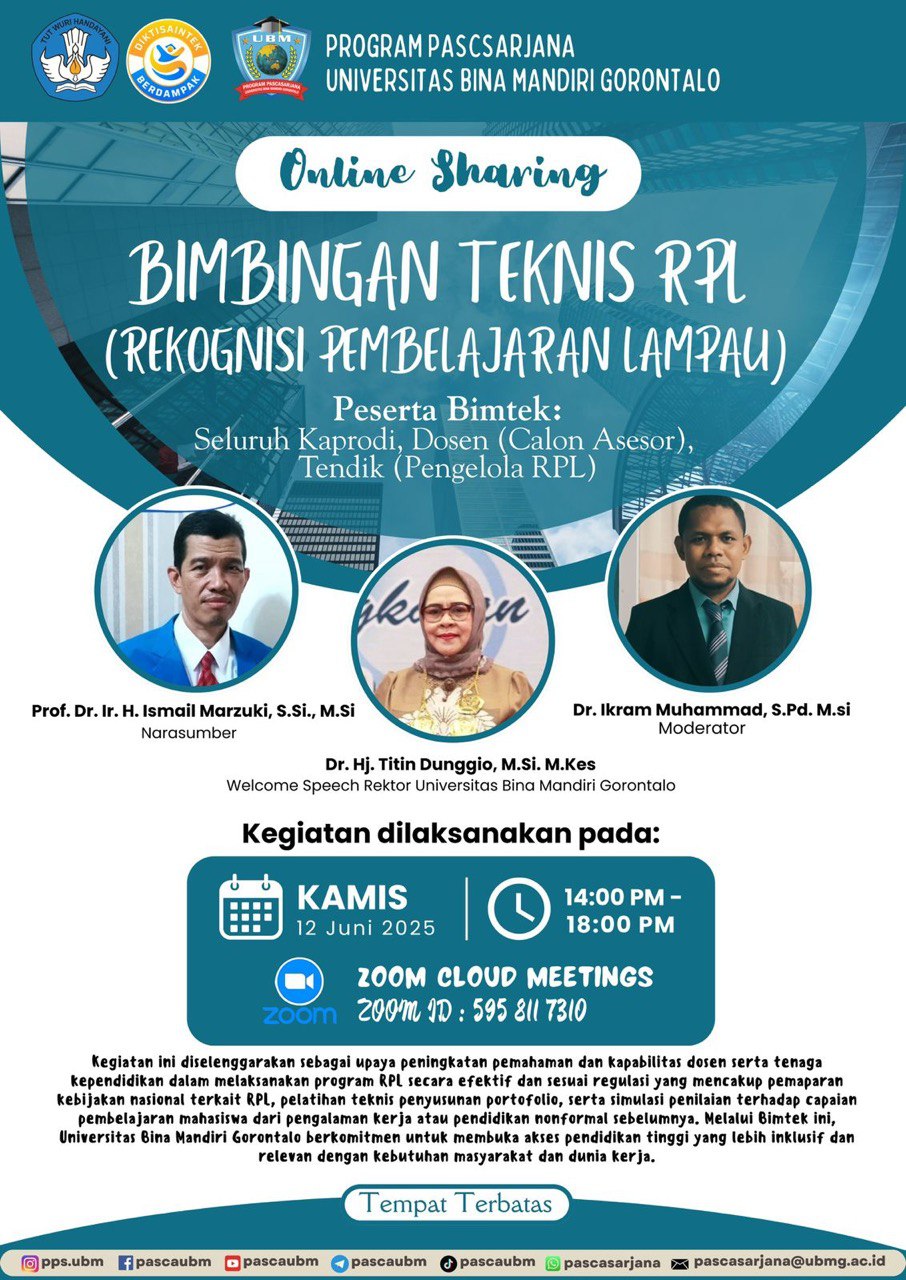 Program Pascasarjana UBM Gorontalo Gelar Bimtek RPL, Tingkatkan Pemahaman dan Penyelenggaraan Program RPL