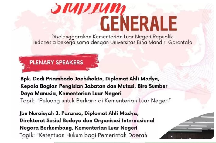 Studium Generale UBM Gorontalo dan Kemlu RI Hadirkan Dua Diplomat Ahli Madya