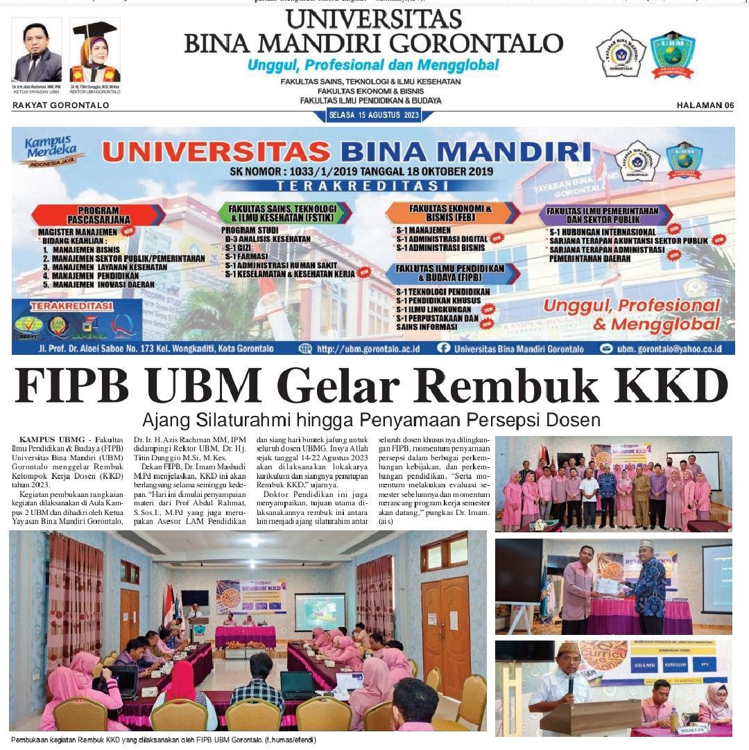 FIPB UBM Gorontalo Gelar Rembuk KKD, Ajang Silaturahmi hingga Penyamaan Persepsi Dosen