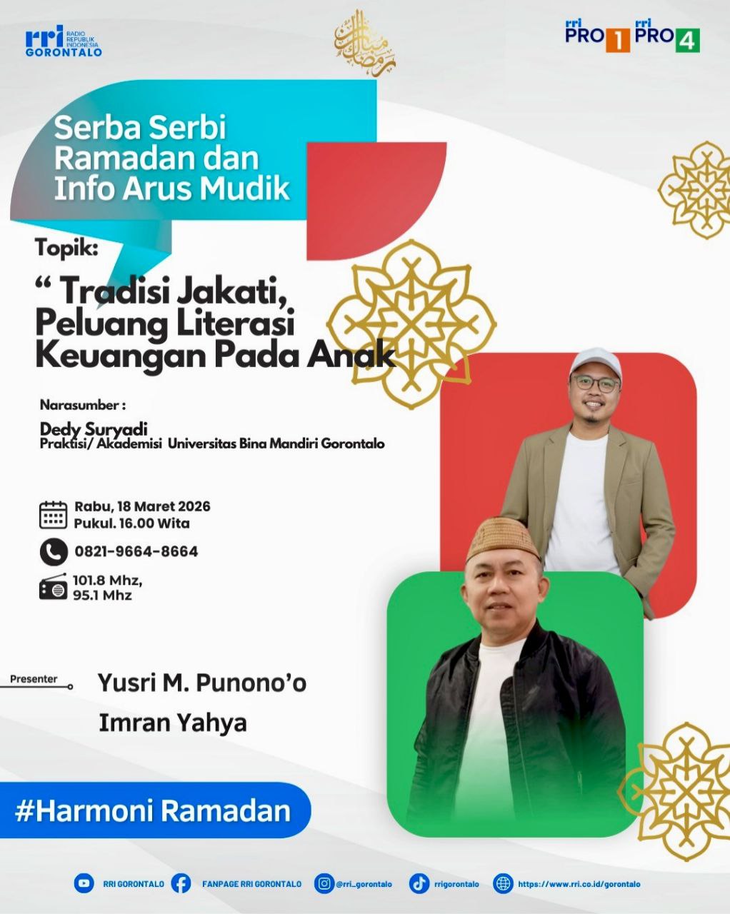 Dosen UBMG Jadi Narasumber “Serba-Serbi Ramadhan” RRI Gorontalo, Bahas Tradisi Jakati dan Literasi Keuangan Anak Berbasis Budaya Lokal